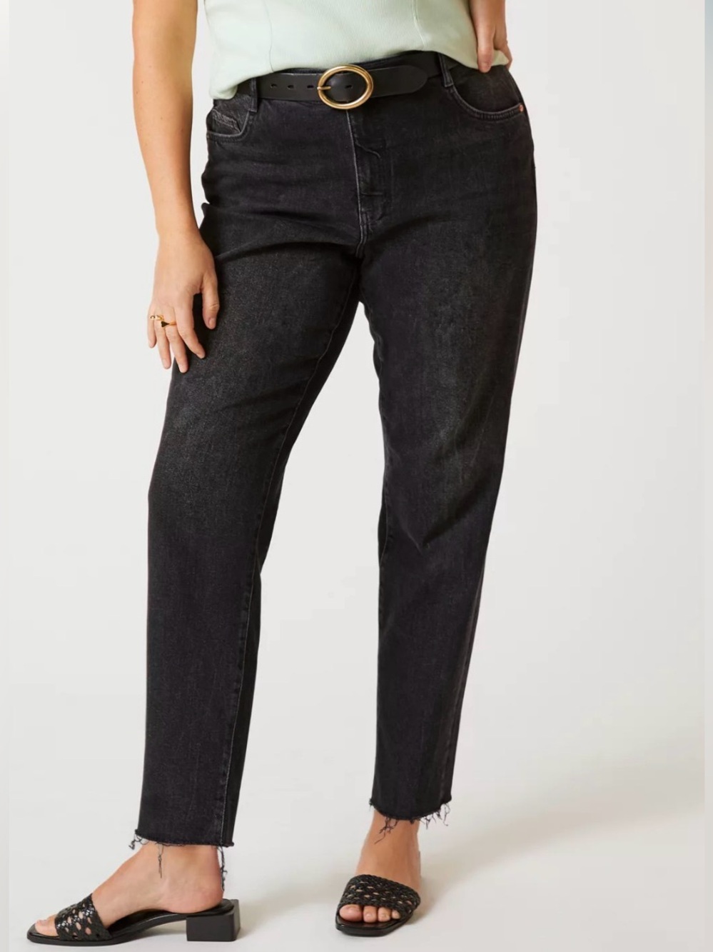 Pilcro & The Letterpress Black Cigarette Jeans Size 32 Raw Hem Skinny Ankle